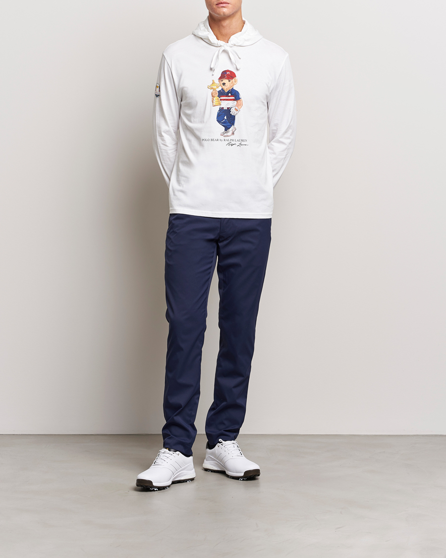 White polo hoodie with sales bear