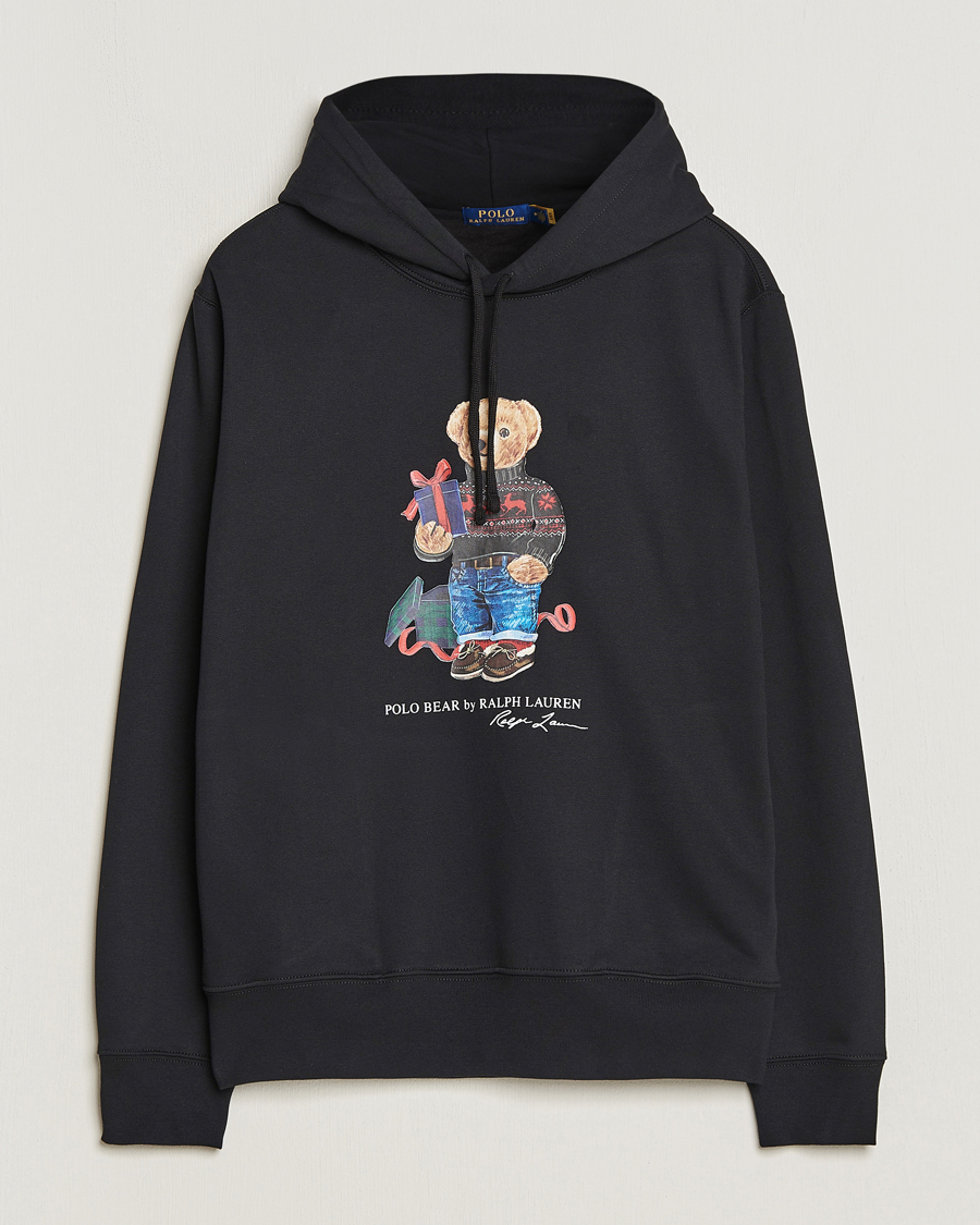 Black polo store hoodie with bear