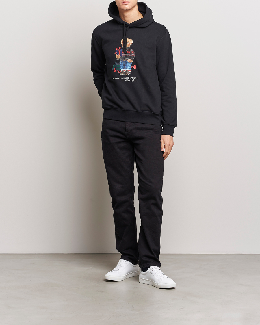 Polo Ralph Lauren Printed Denim Bear Hoodie Black at CareOfCarl