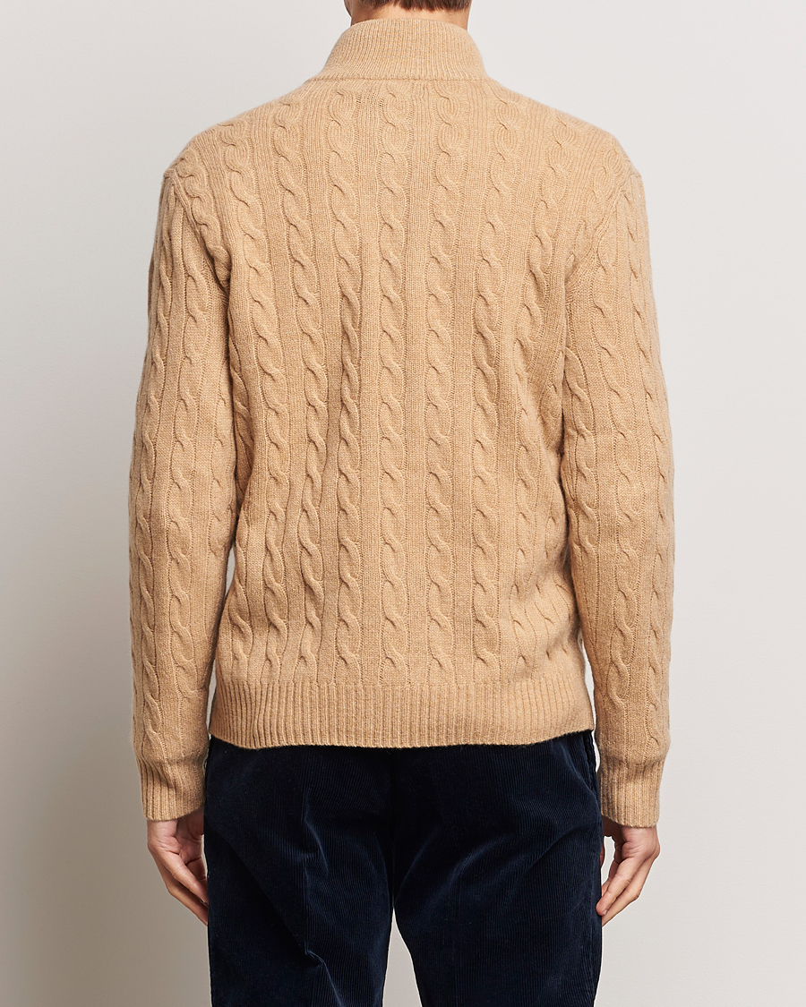 Polo Ralph Lauren Wool/Cashmere Cable Half Zip Camel Melange at