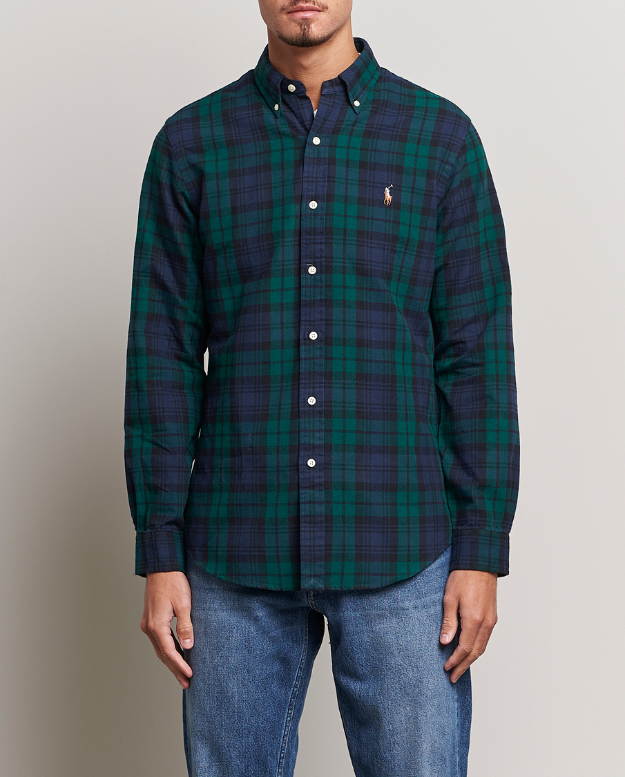 Ralph Lauren Men's Vintage Shirt, Dark Green and Navy Checked Cotton, Size store L