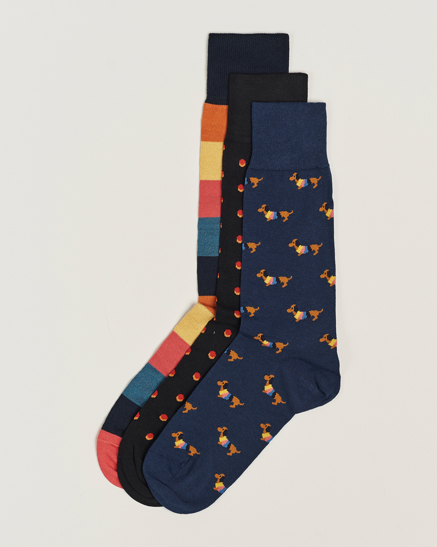 Paul Smith Pack Of 3 Black Multi Animal Socks in Blue for Men