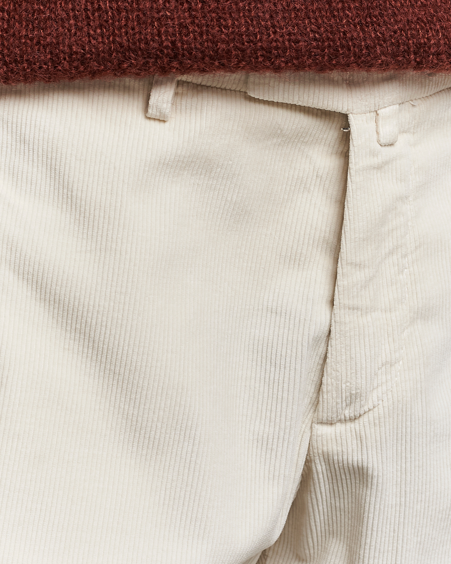 Ermenegildo Zegna Men's Flat-Front Cotton/Cashmere Corduroy Trousers, White  - Bergdorf Goodman