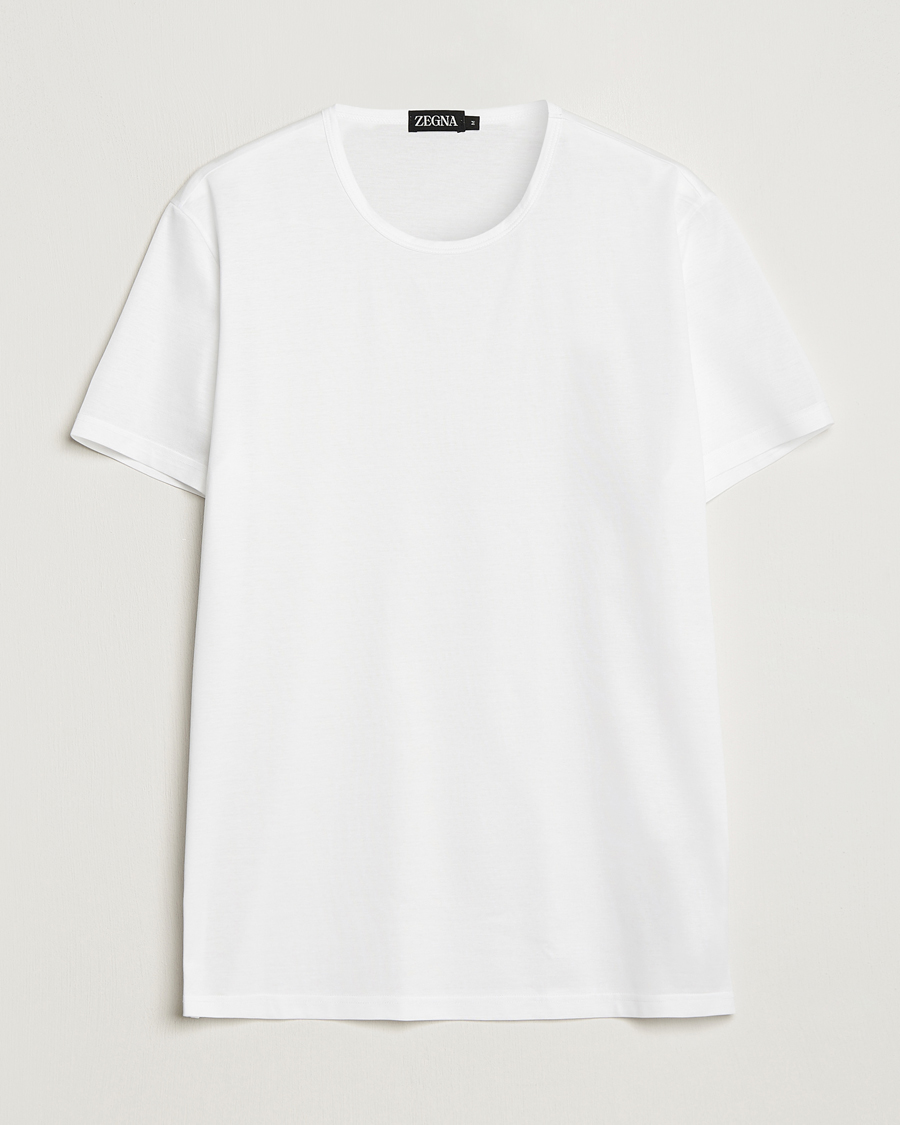 Zegna Filoscozia Pure Cotton Round Neck T-Shirt White at