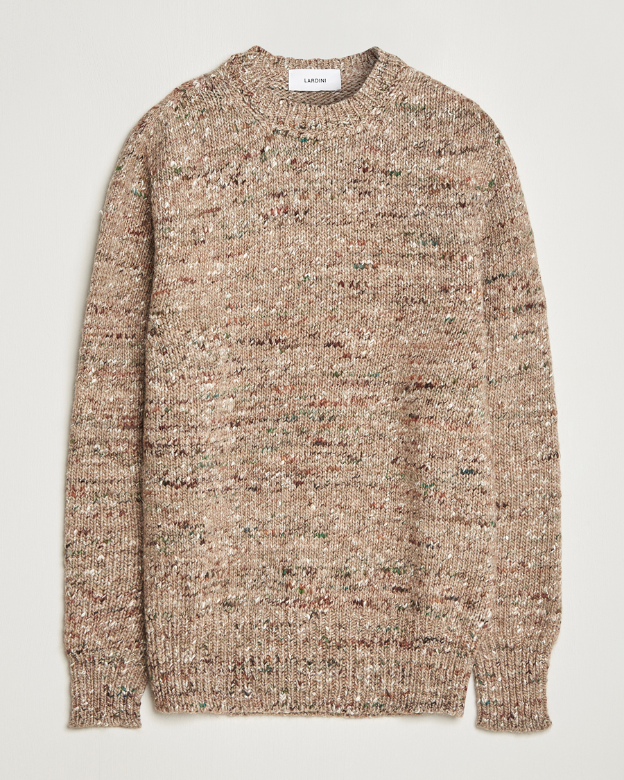 Lardini Wool/Alpaca/Silk Boucle Roundneck Beige at CareOfCarl.com