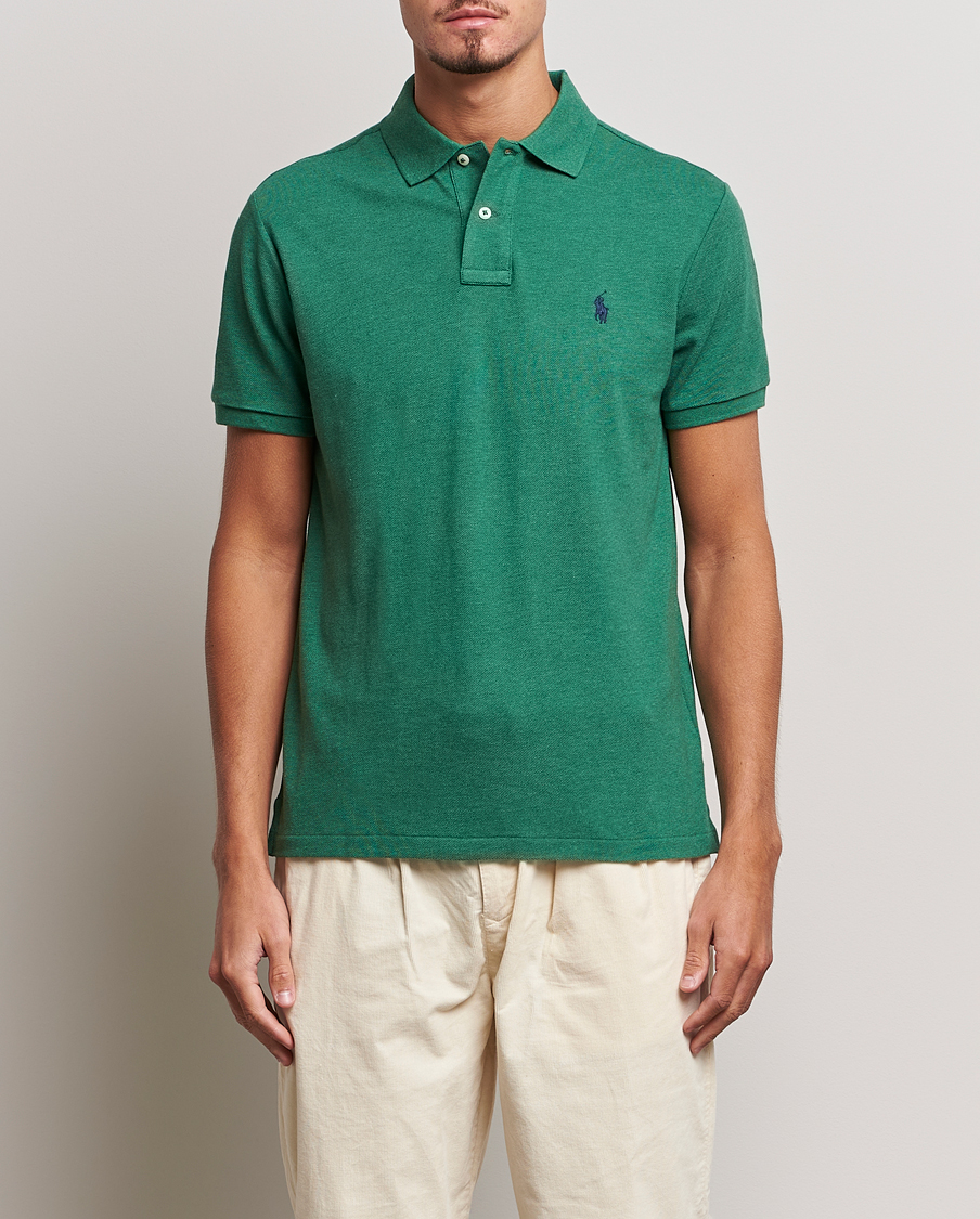 Polo Ralph Lauren Custom Slim Fit Polo Green Heather At CareOfCarl.com