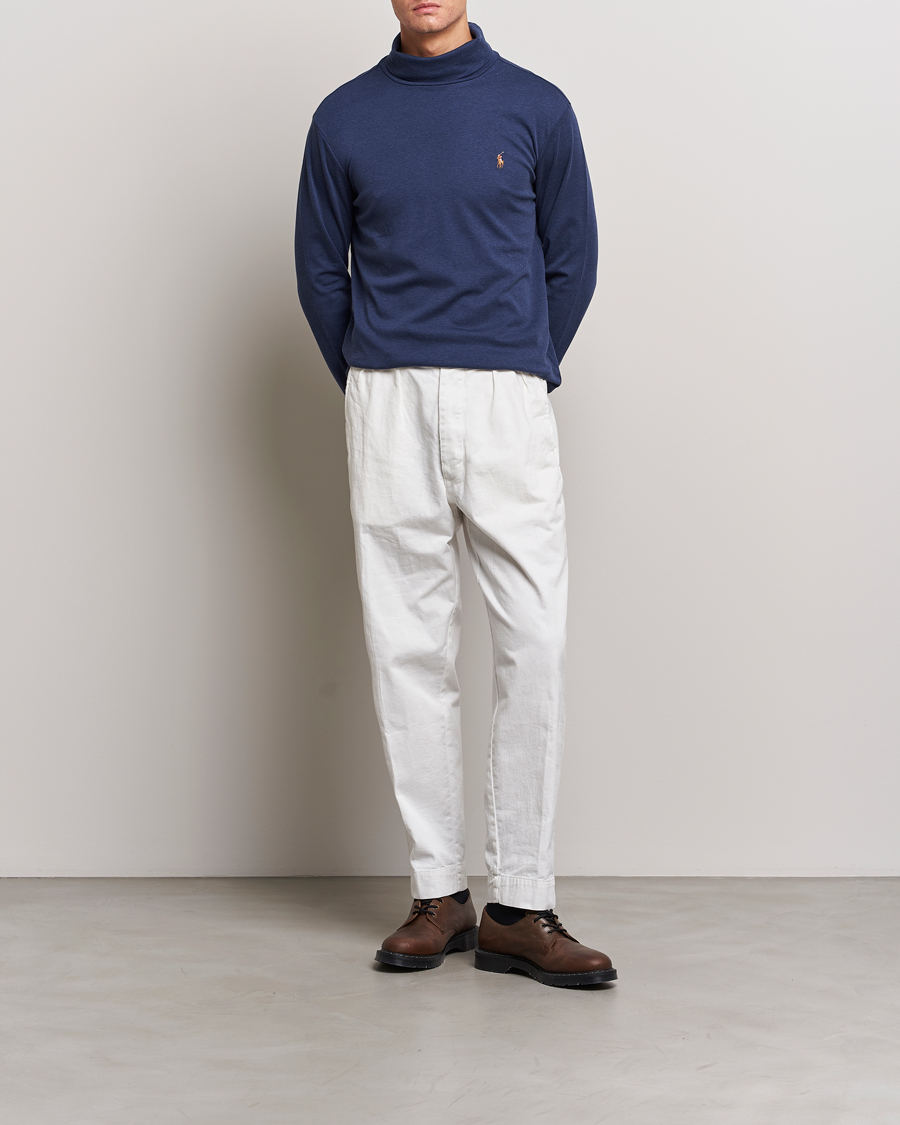 Polo Ralph Lauren Pima Cotton V Neck Jumper, Hunter Navy at John