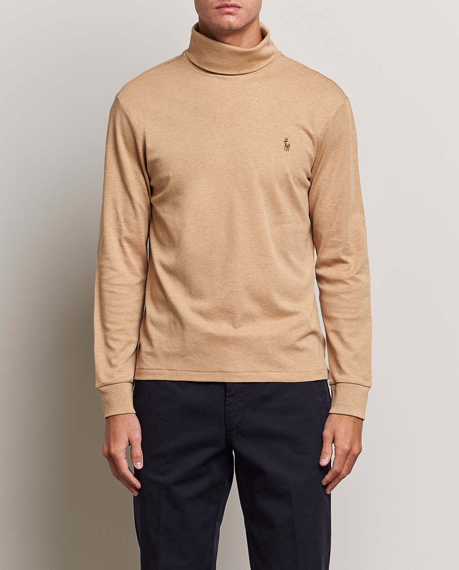 Polo Ralph Lauren Luxury Pima Cotton Rollneck Camel Heather at