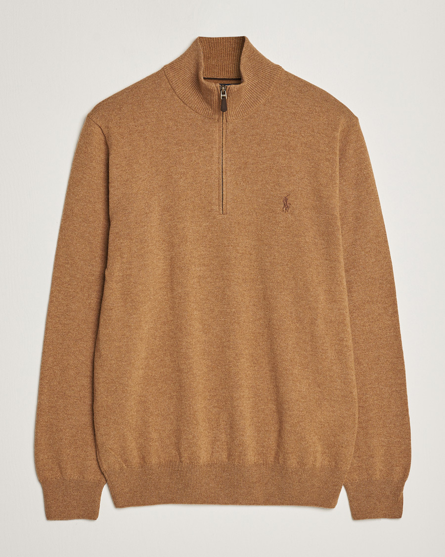 Polo Ralph Lauren Merino Knitted Half Zip Sweater Latte Brown