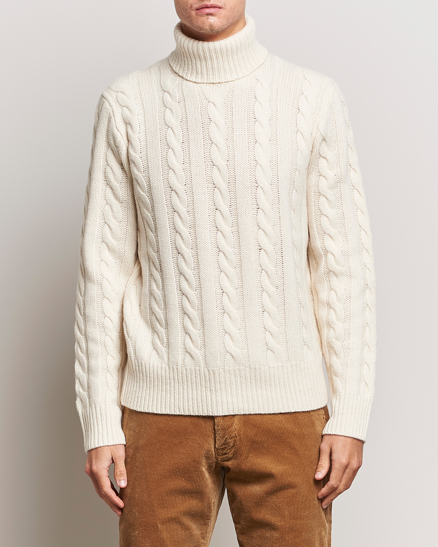 Polo Ralph Lauren Men#39;s Wool amp; Cashmere Cable Knitted Jumper - Andover Cream