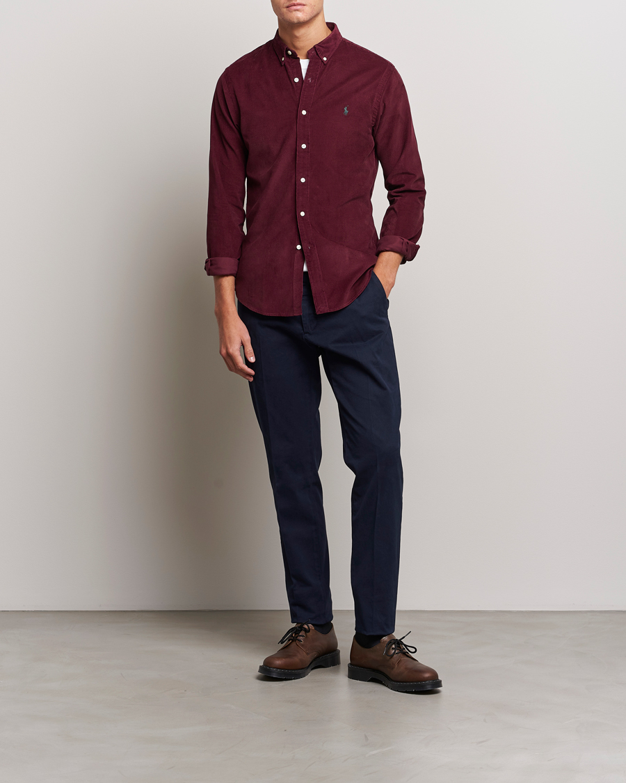 Polo Ralph Lauren Slim Fit Corduroy Shirt Harvard Wine at CareOfCarl