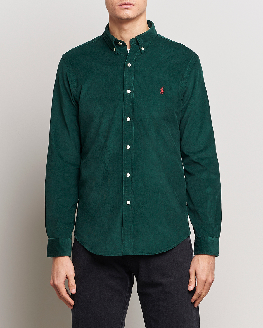 Polo Ralph Lauren Slim Fit Corduroy Shirt Hunt Club Green at CareOfCarl