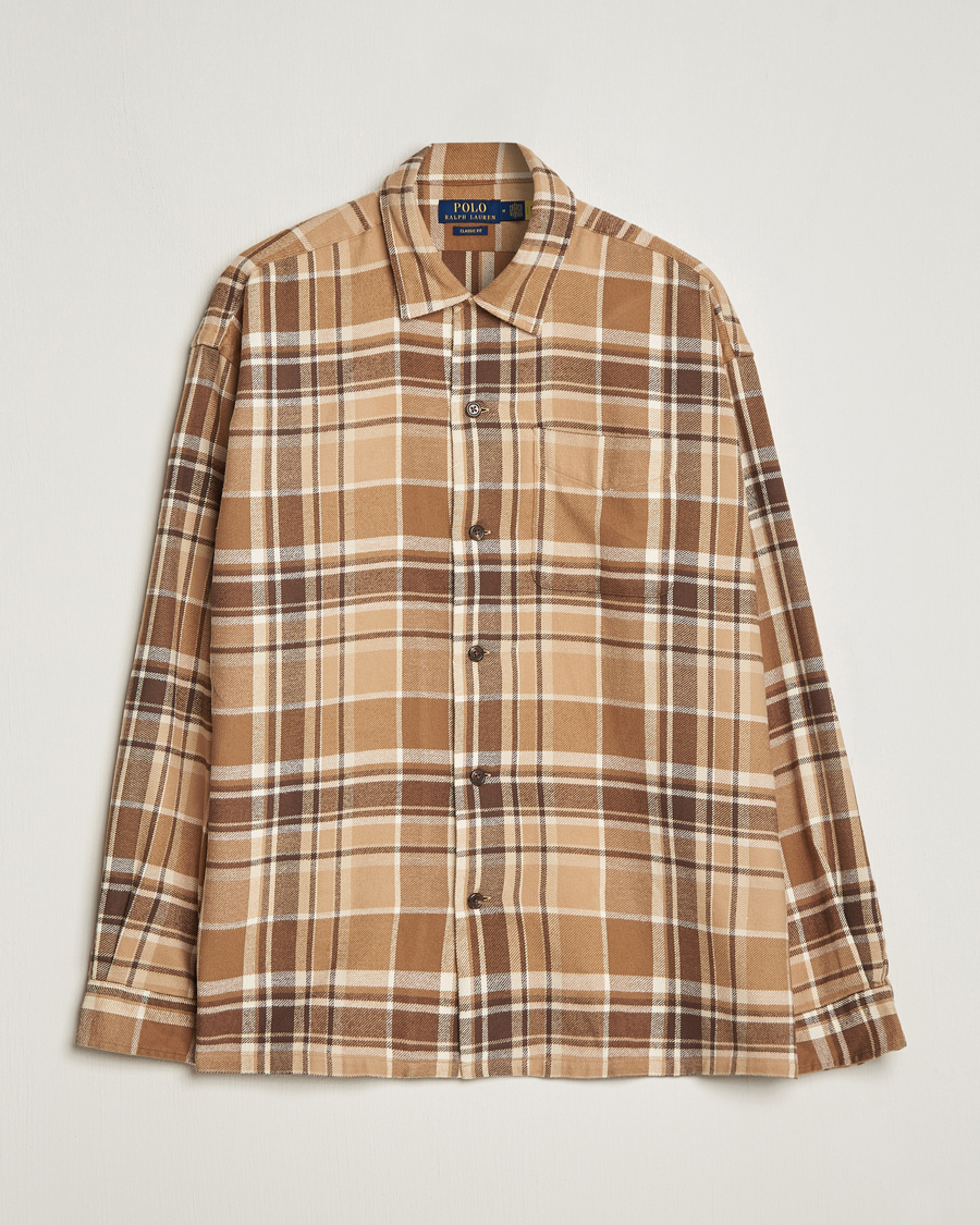 Polo Ralph Lauren Brushed Flannel Checked Shirt Khaki/Brown at