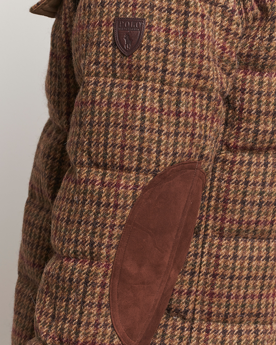 Men | Coats & Jackets | Polo Ralph Lauren | Wool Checked Down Shirt Jacket Brown/Burgundy