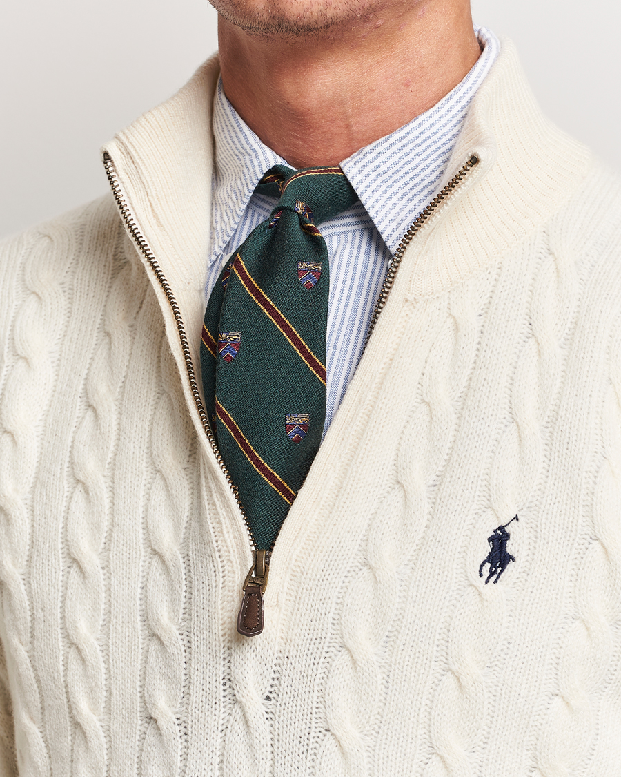 Quarter zip store sweater with tie