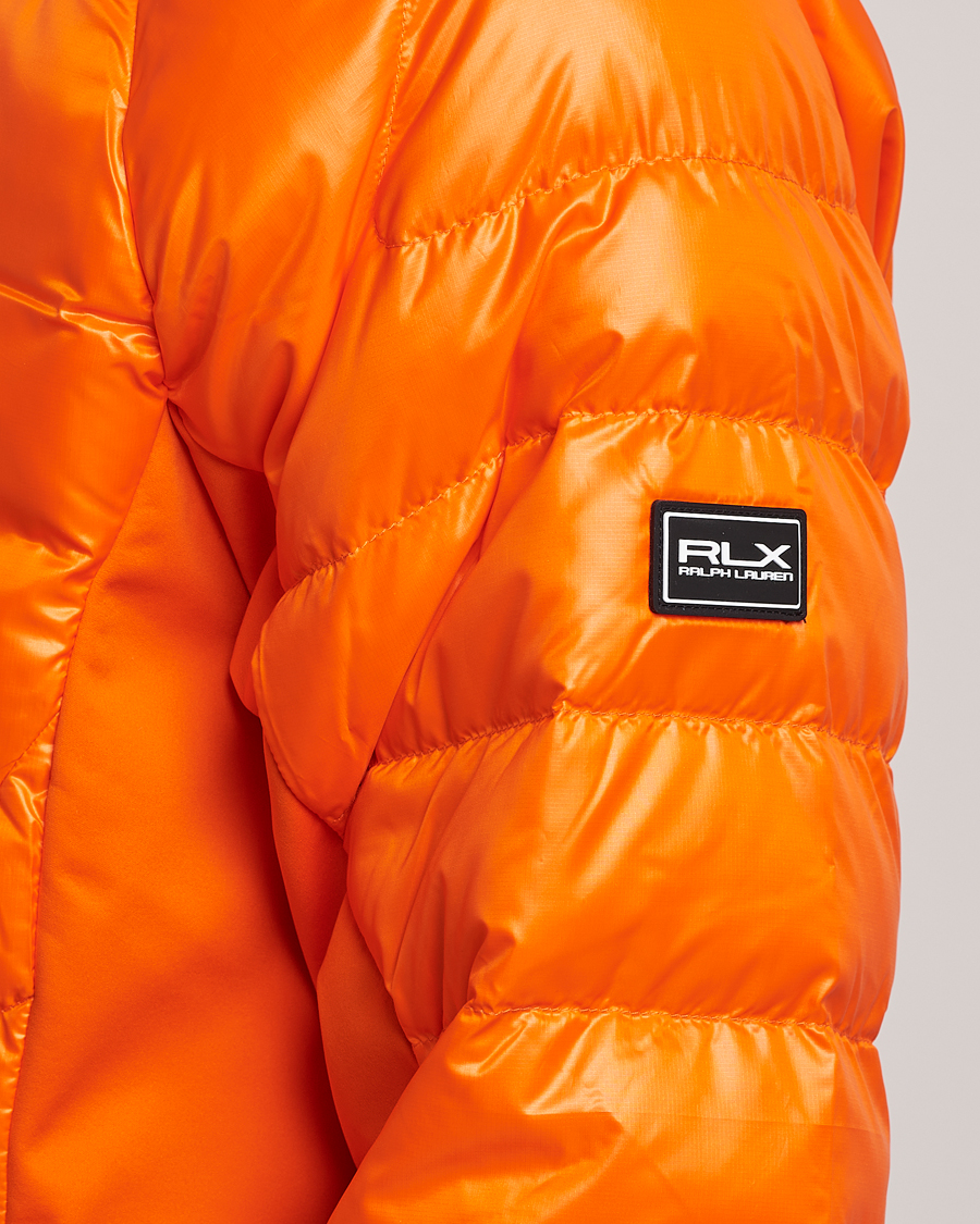 RLX Ralph Lauren popular Sz Large Down Quilted Nylon Orange Puffer Ski Hooded Vest Mens