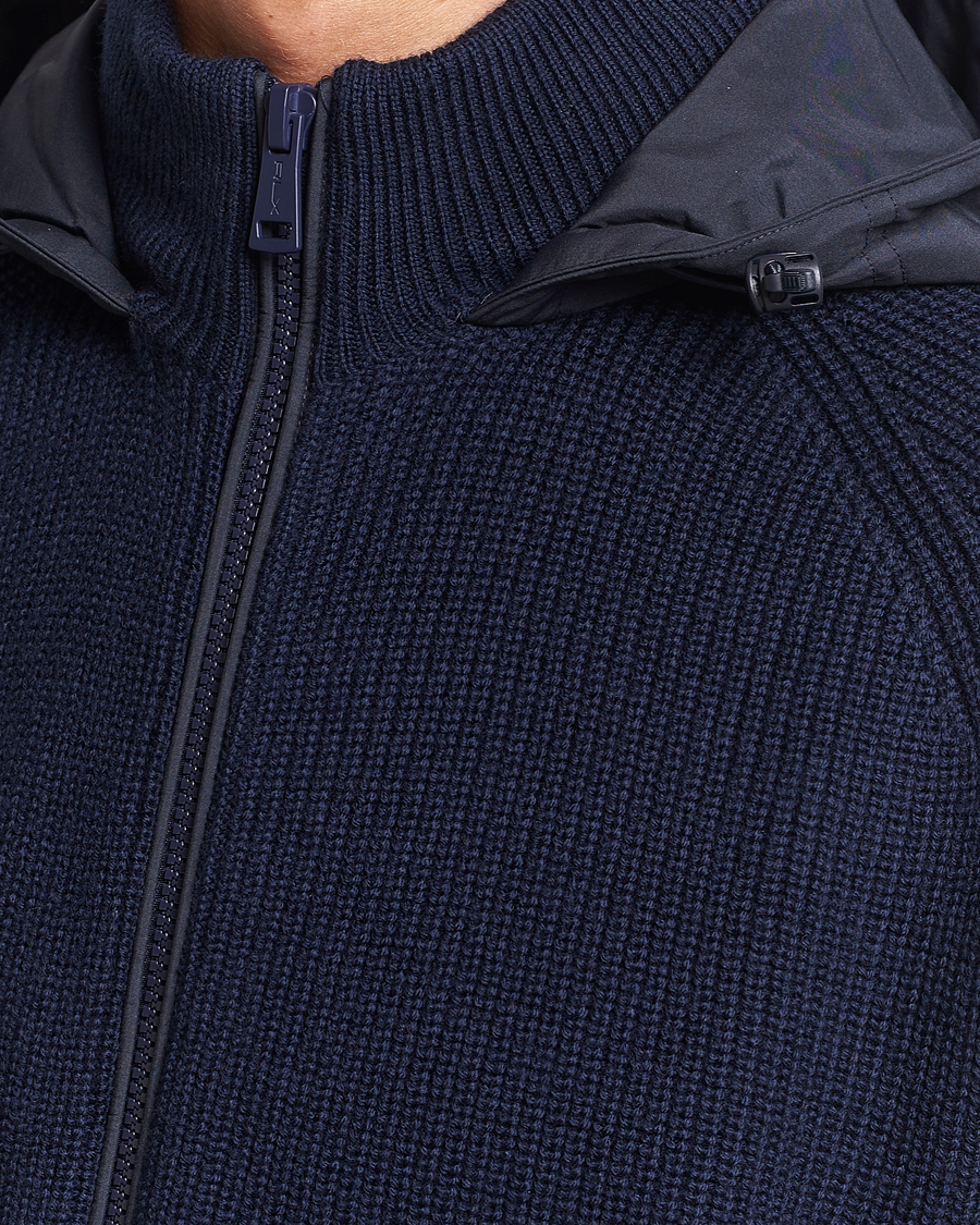 Crew Clothing Wallace Hybrid Zip Through Jacket, Navy at John