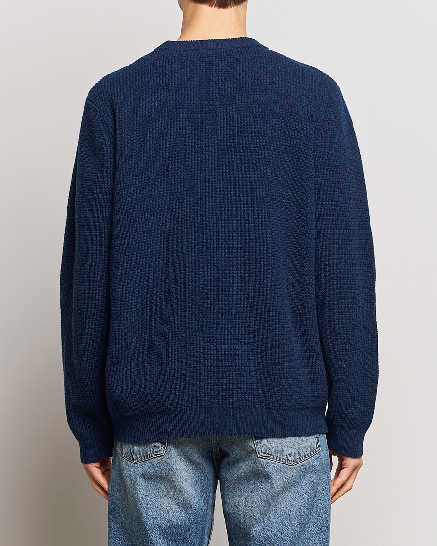 Men | Sweaters & Knitwear | Maison Kitsuné | Handwriting Wool Crew Neck Sweater Ink Blue
