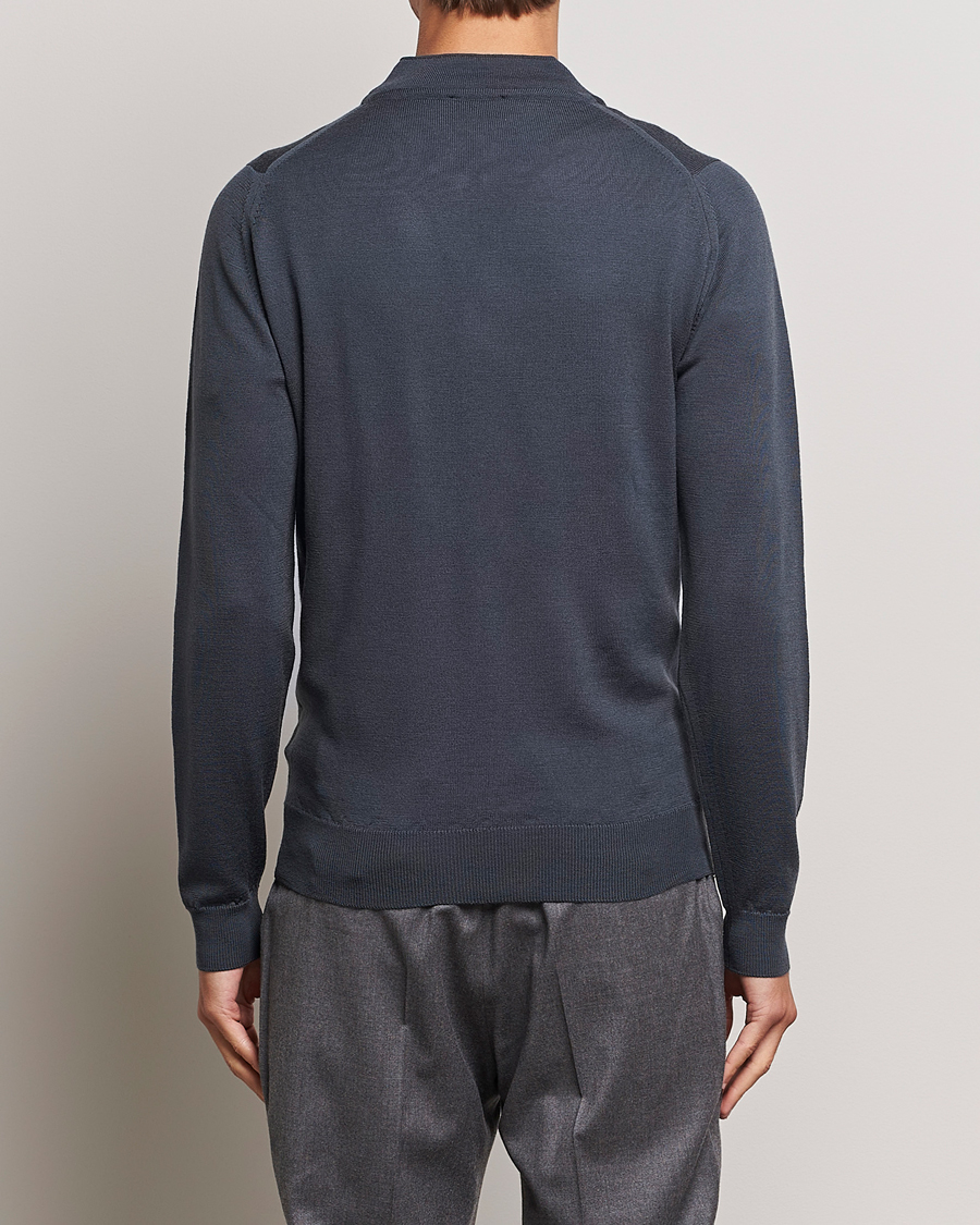 John Smedley Maclean Extra Fine Merin Full Zip Slate Grey at CareOfCarl.com