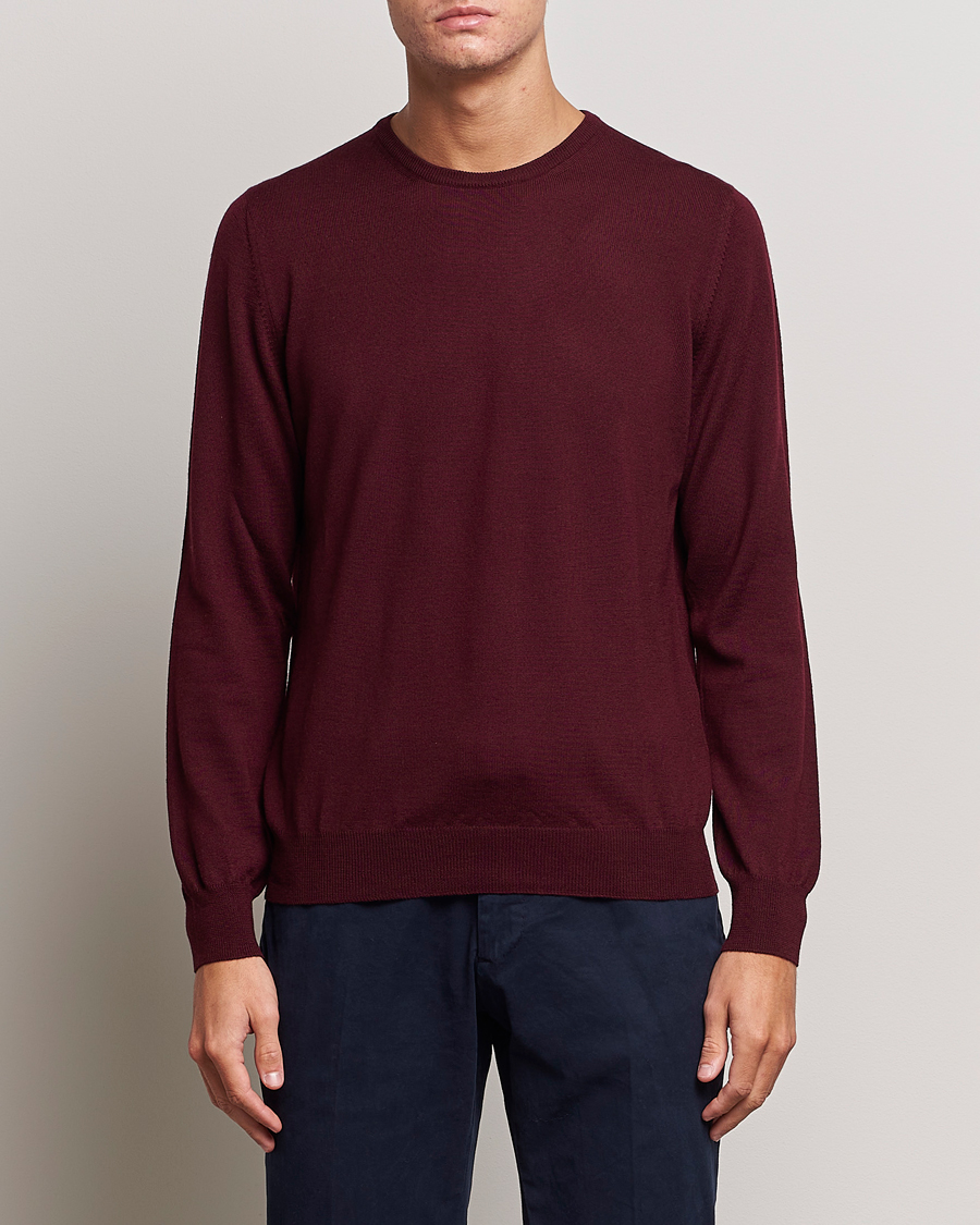 Men |  | Gran Sasso | Merino Fashion Fit Crew Neck Pullover Burgundy