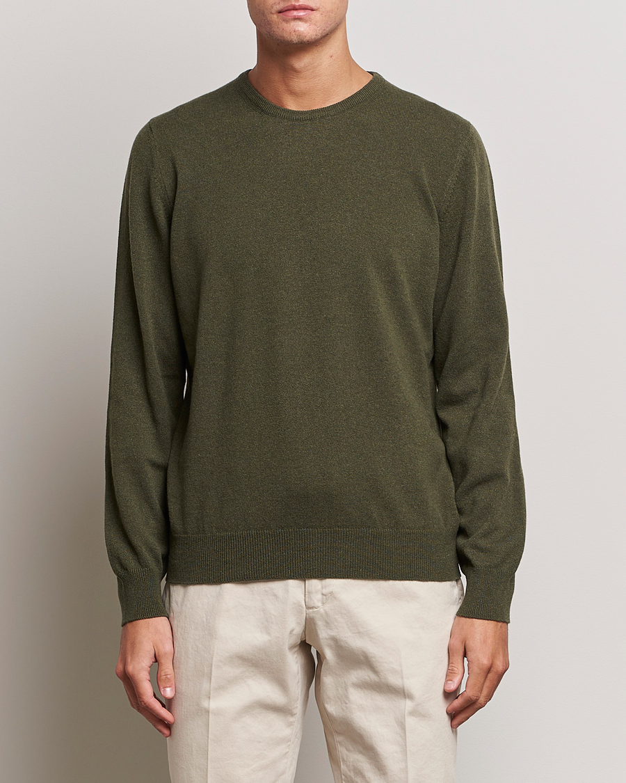 Men |  | Gran Sasso | Wool/Cashmere Crew Neck Olive Green