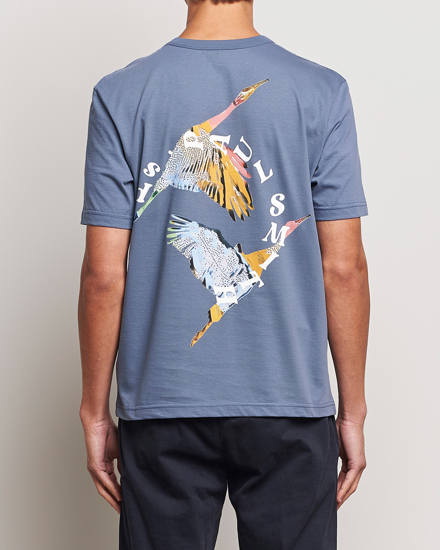 PS Paul Smith Flying Bird Crew Neck T-Shirt Washed Blue at