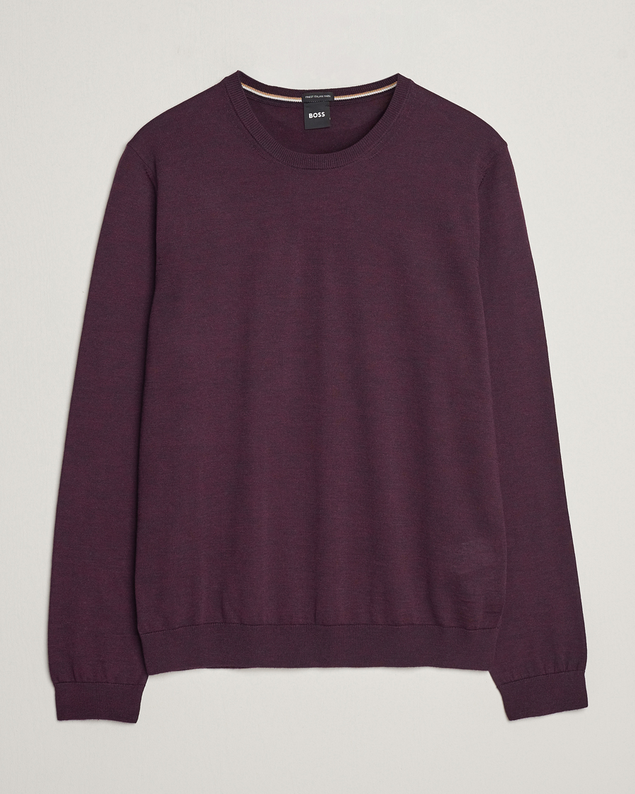 Lyle & Scott Lambswool Crew Neck Pullover Burgundy Marl at