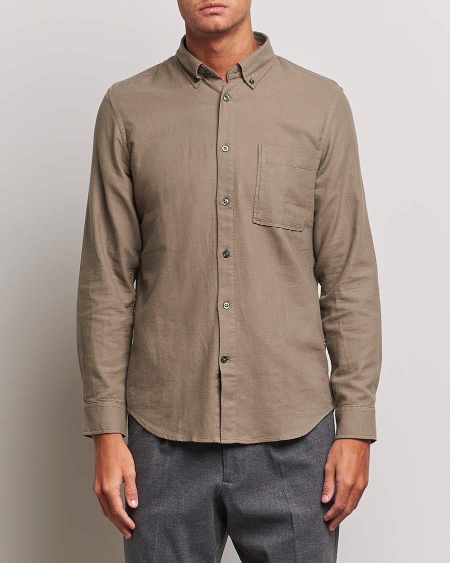 GANT Regular Fit Flannel Checked Shirt Dark Cactus at CareOfCarl.com