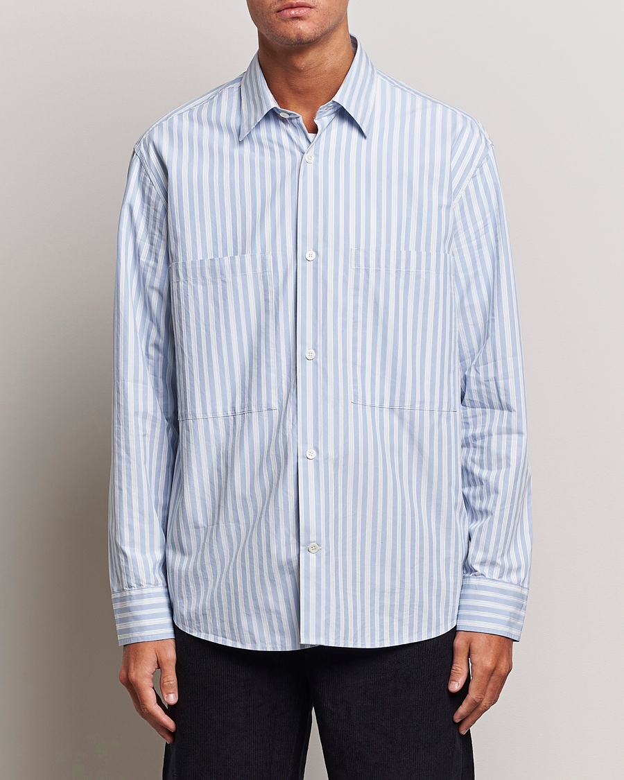 NN07 Freddie Poplin Striped Shirt Blue/White at CareOfCarl.com