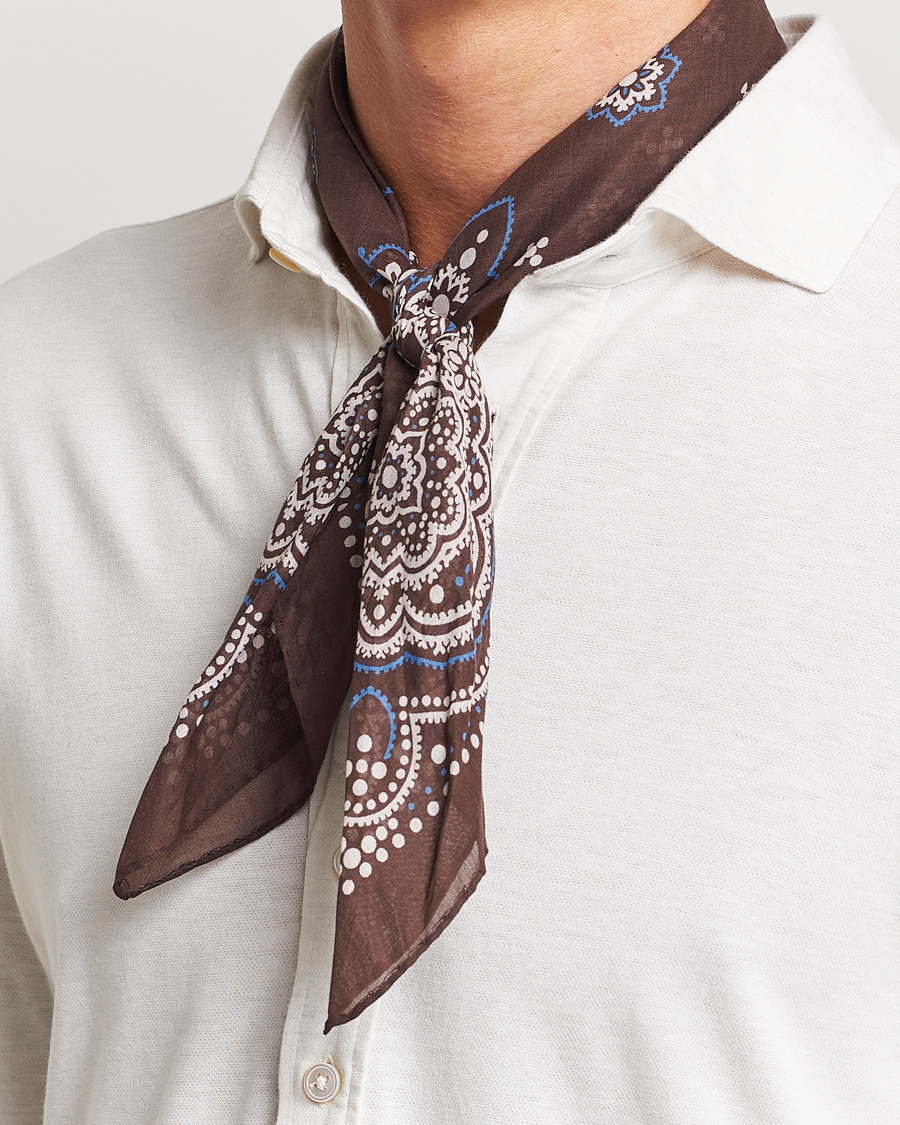 Men | Business & Beyond | Amanda Christensen | Cotton Voilé Printed Flower Bandana Brown