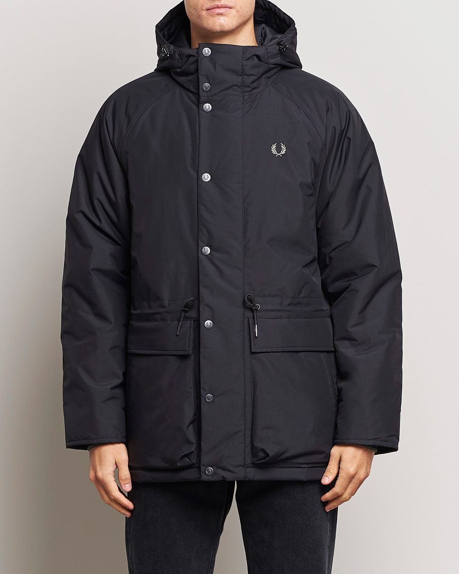 Fred Perry Padded Zip Through Parka Black at CareOfCarl.com