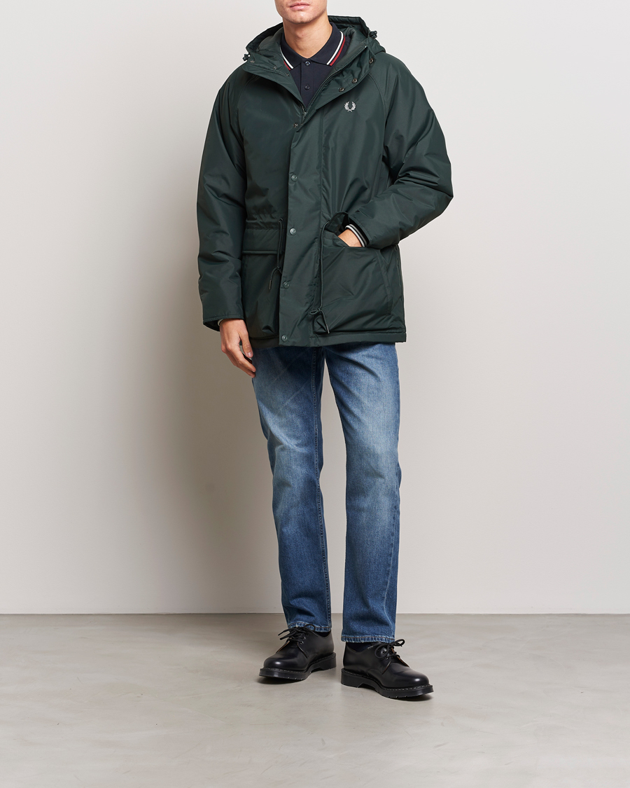 Fred Perry Padded Zip Through Parka Night Green at CareOfCarl.com