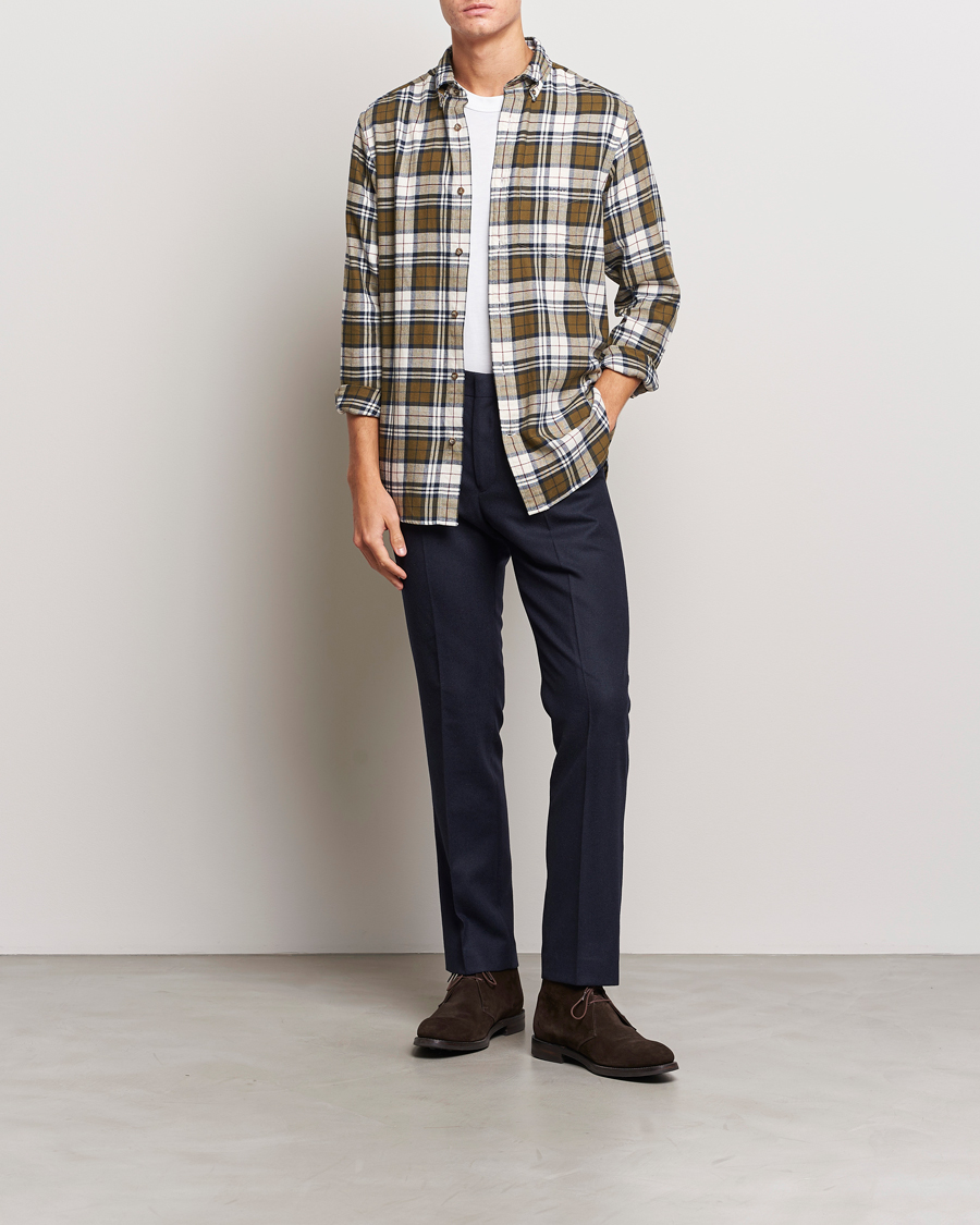 GANT Regular Fit Flannel Checked Shirt Dark Cactus at CareOfCarl.com