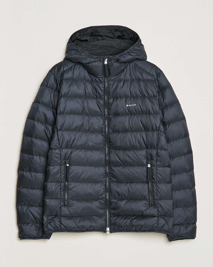 GANT Light Down Hooded Jacket Black at CareOfCarl.com