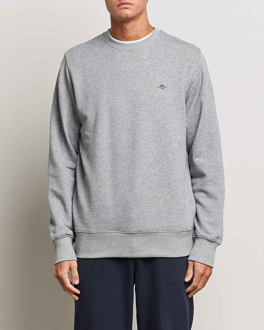 GANT Original Crew Neck Sweatshirt Grey Melange at CareOfCarl