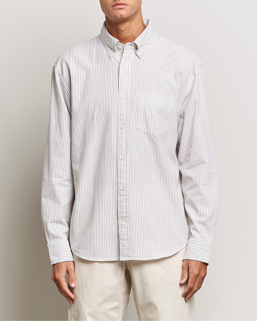 GANT Regular Fit Archive Oxford Striped Shirt Eggshell at CareOfCarl.com