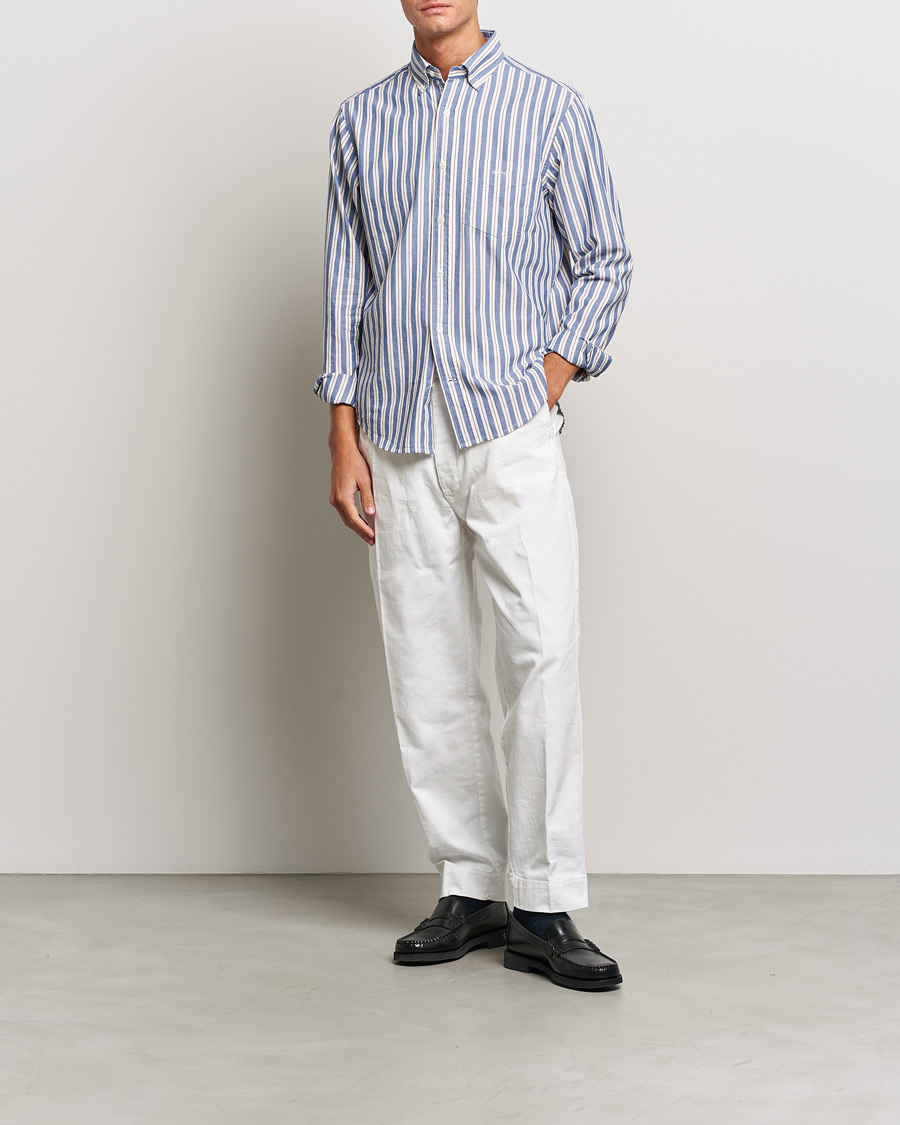 GANT Regular Fit Archive Oxford Striped Shirt College Blue at