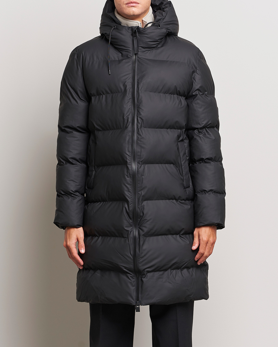 Rains padded coat black online