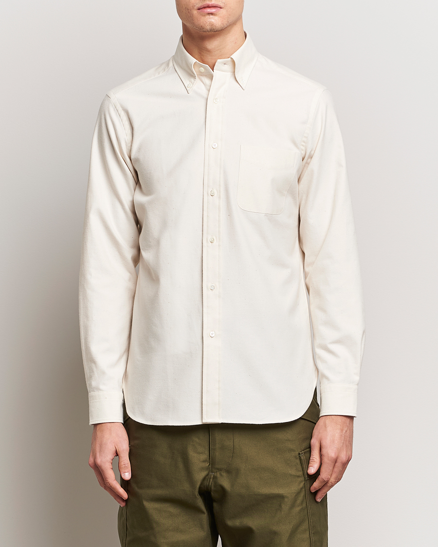 Beams F Cotton Flannel Button Down Shirt Off White at CareOfCarl.com