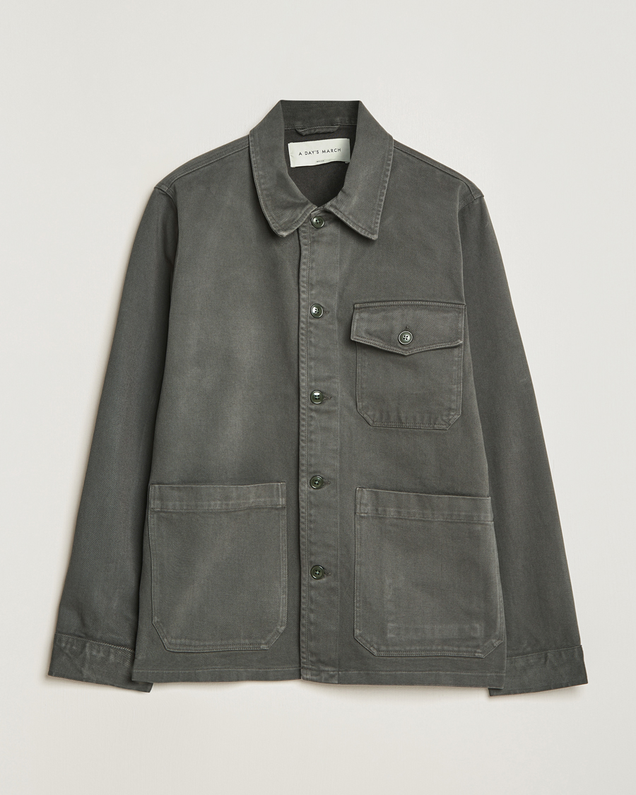 A Day's March Original Herringbone Overshirt Regular Fit Olive at