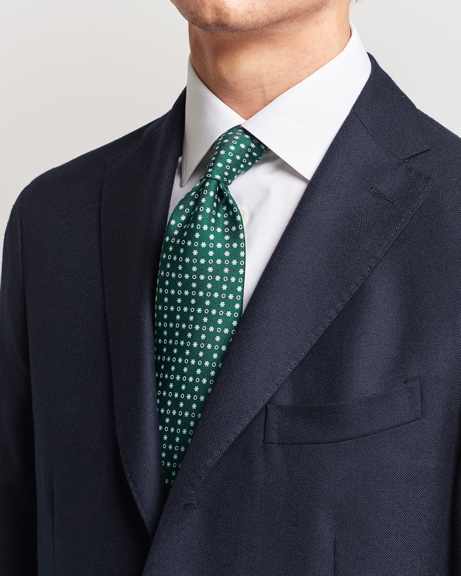 Dark green Medallion Print Silk Tie - Eton