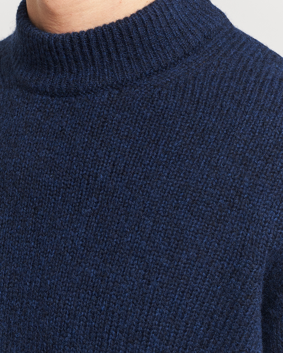 NNO7 No Nationality Italian Yarns Men's L Martin Mock Neck Pullover shops Sweater Navy