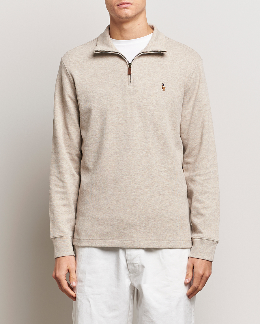 Ralph lauren half zip best sale sueded rib cotton jumper