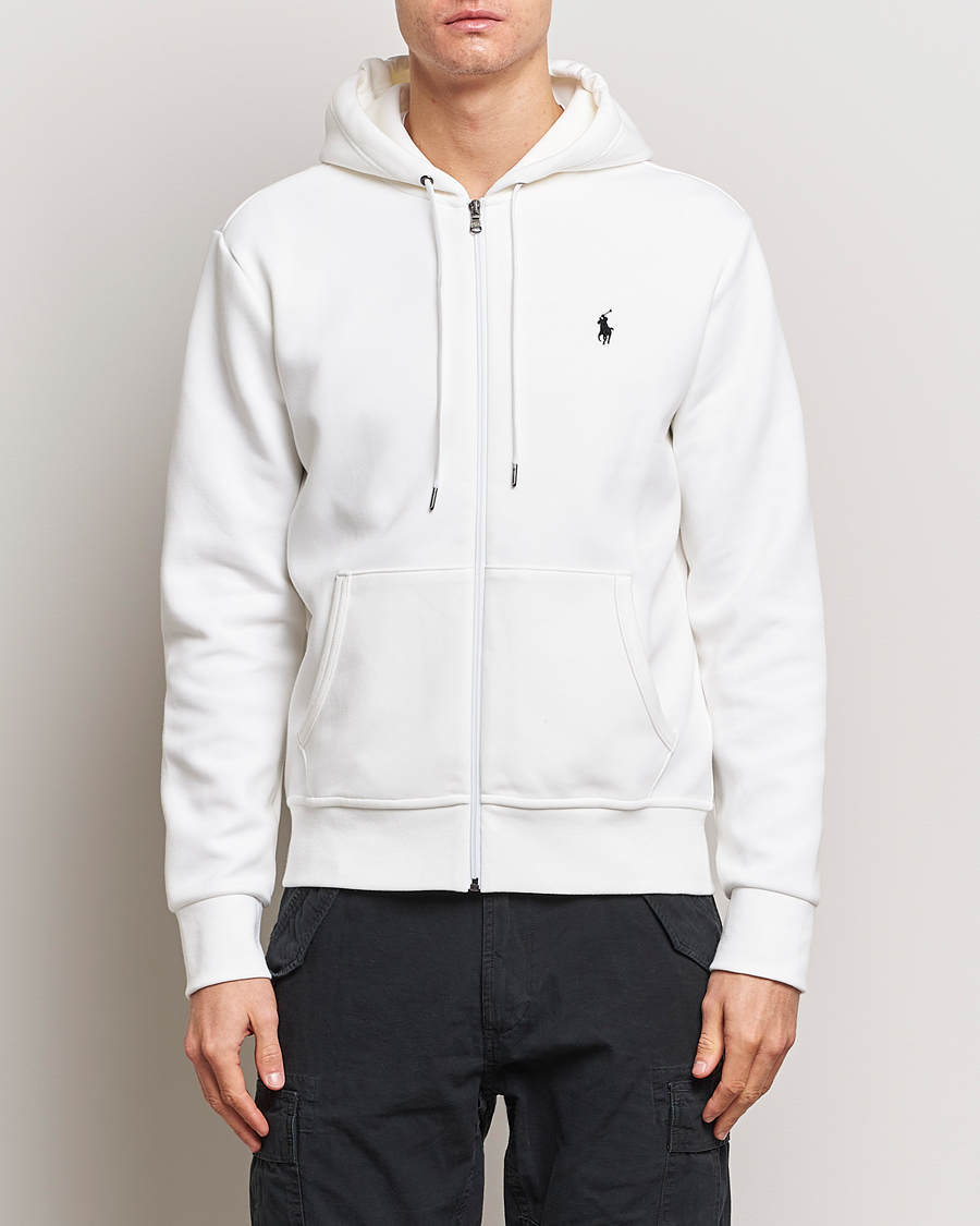 Polo Ralph Lauren Double Knitted Full-Zip Hoodie White at CareOfCarl.com