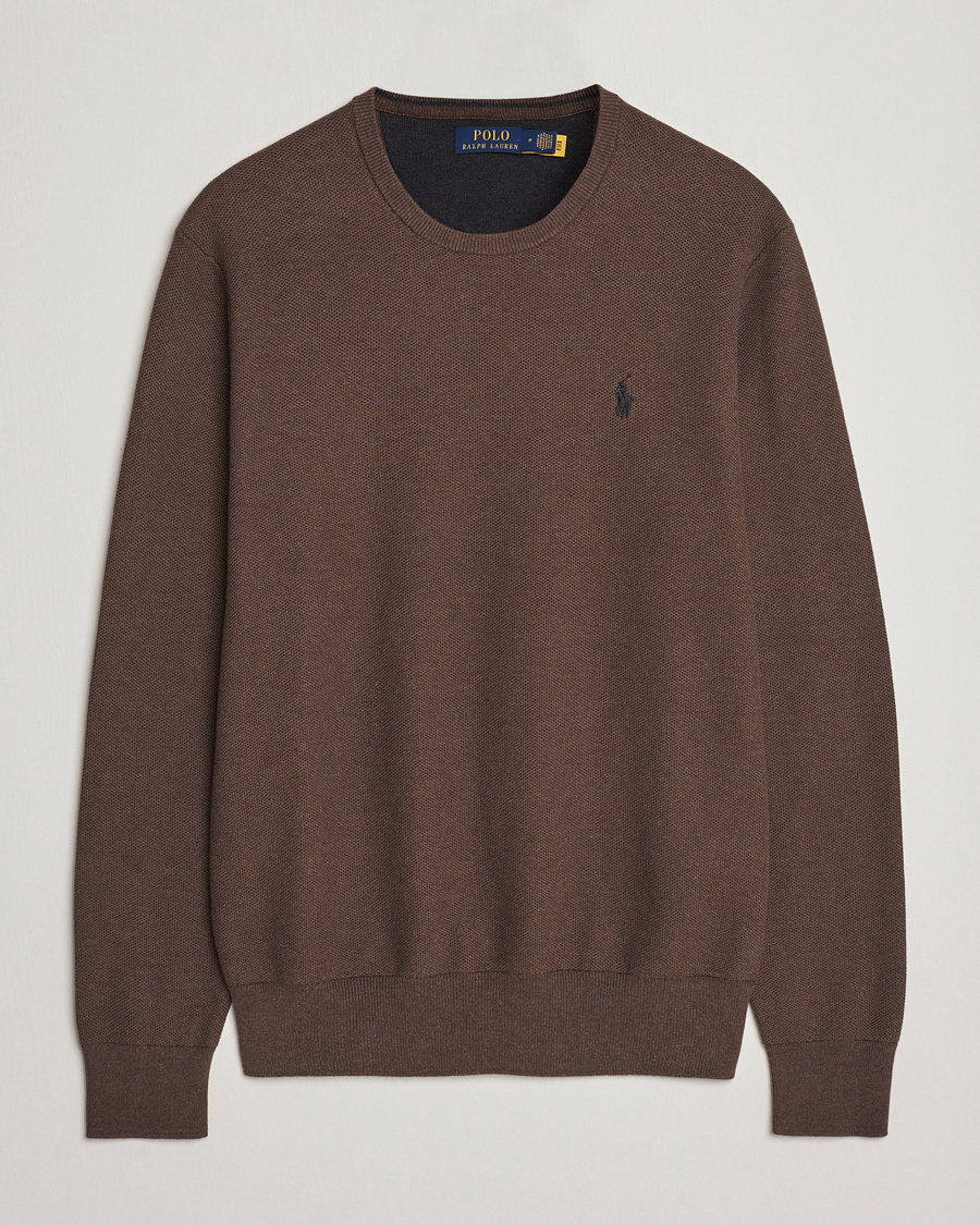 Polo Ralph Lauren Textured Cotton Crew Neck Sweater Spa Brown