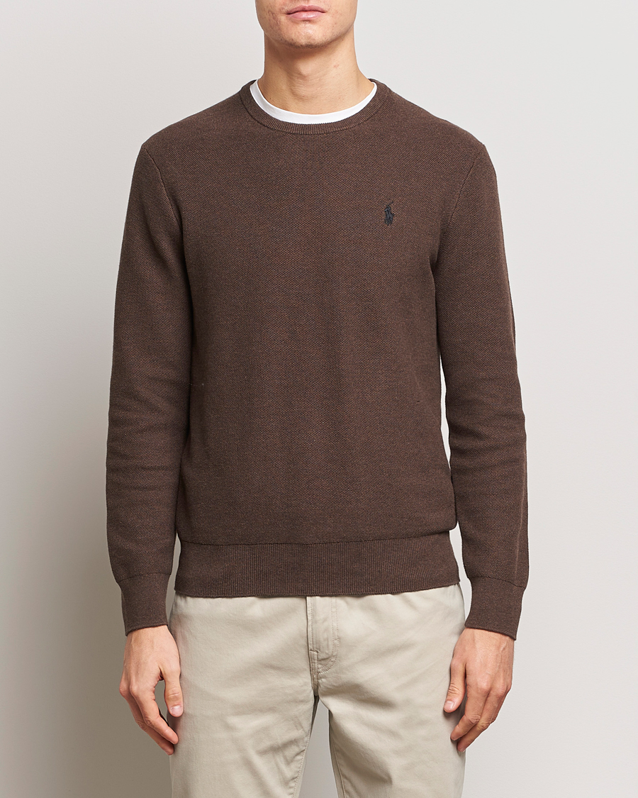 Polo Ralph Lauren Textured Cotton Crew Neck Sweater Spa Brown