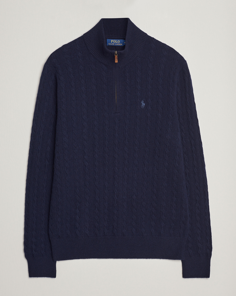 Ralph lauren half zip sueded rib cotton on sale jumper