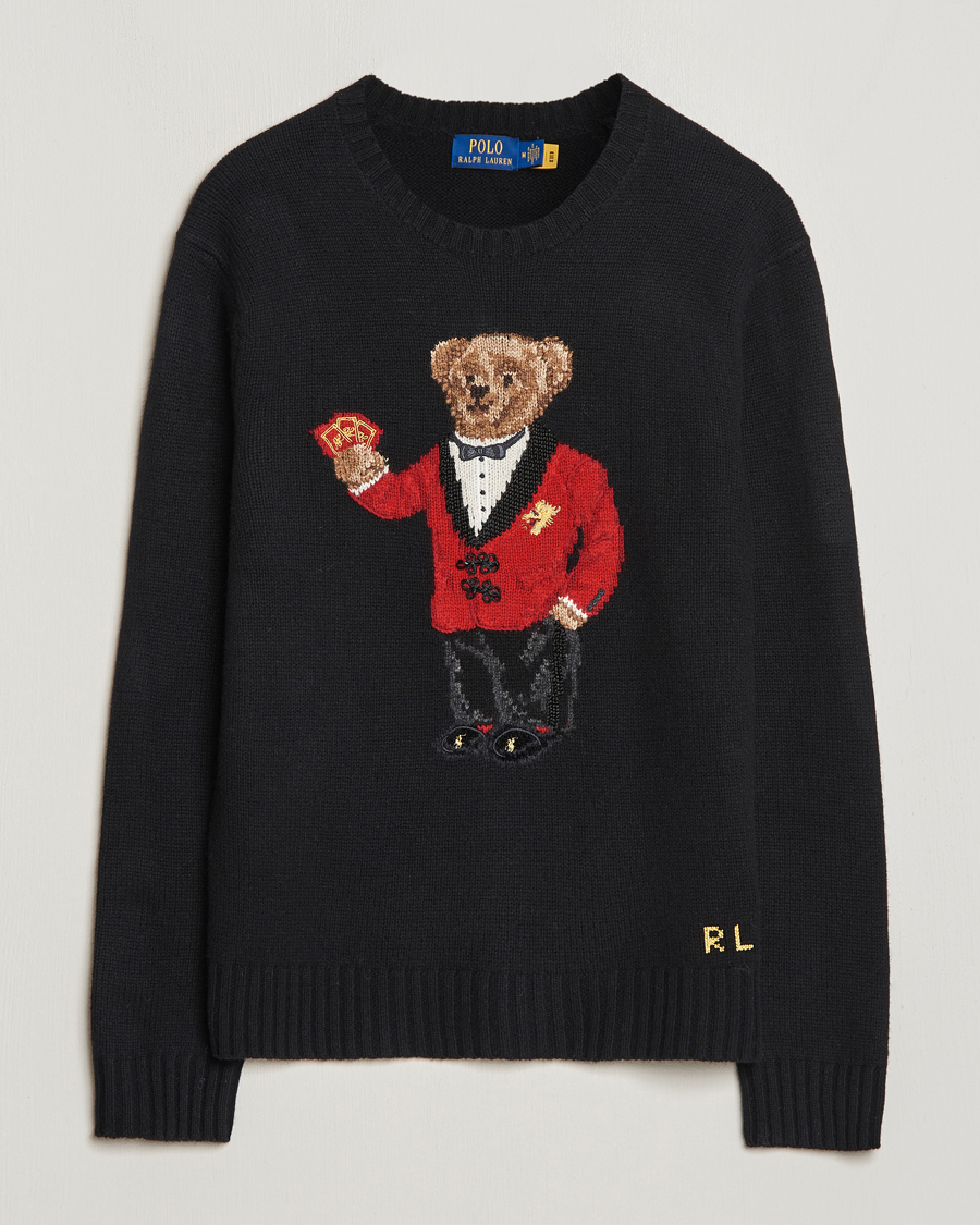 Ralph lauren bear knit sweater hotsell