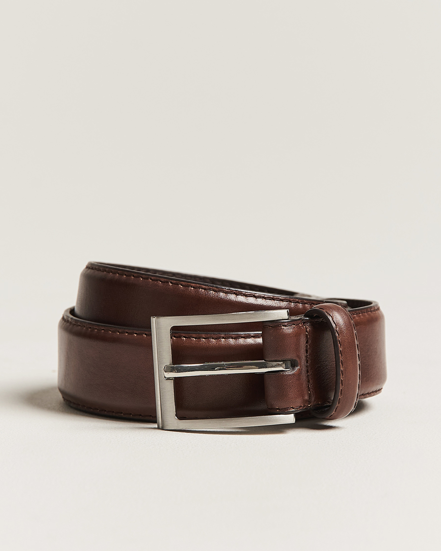 Brown leather store belt