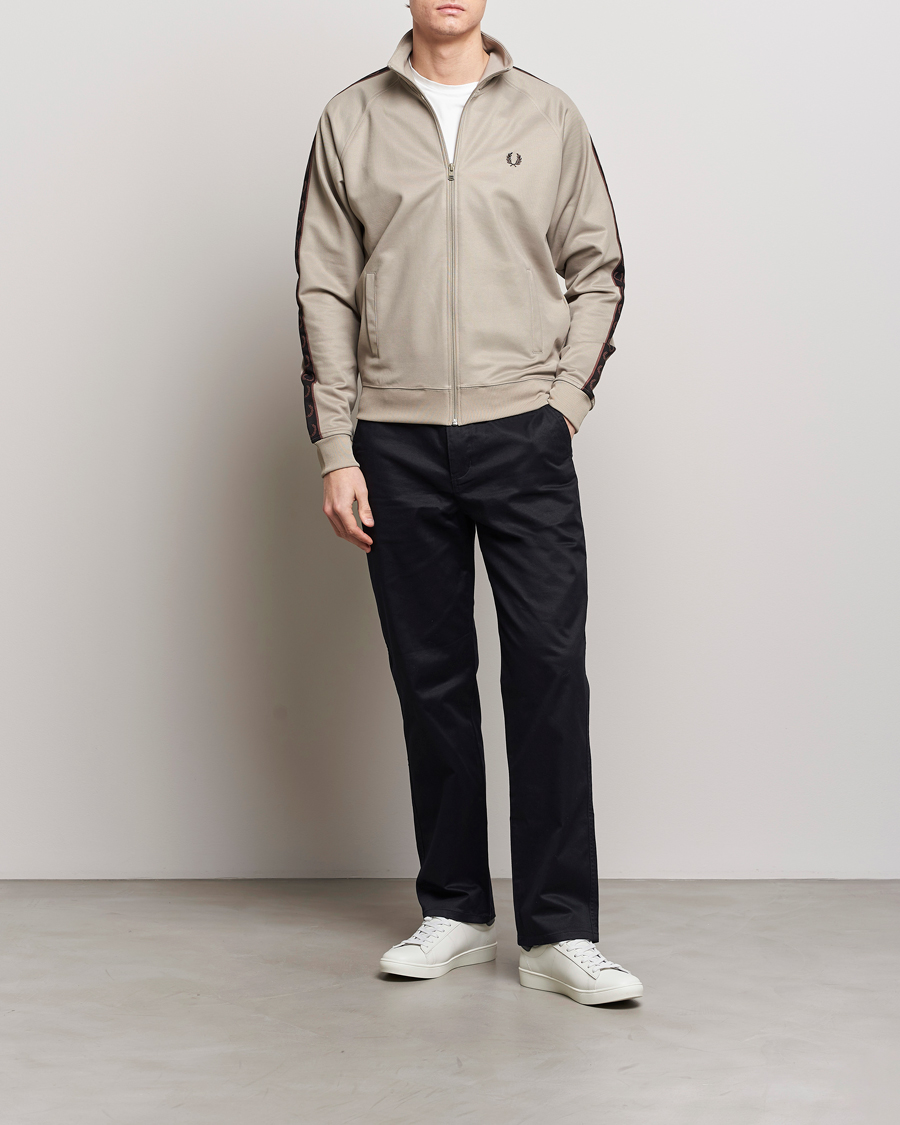 Fred Perry Taped Track Jacket Warm Grey at CareOfCarl